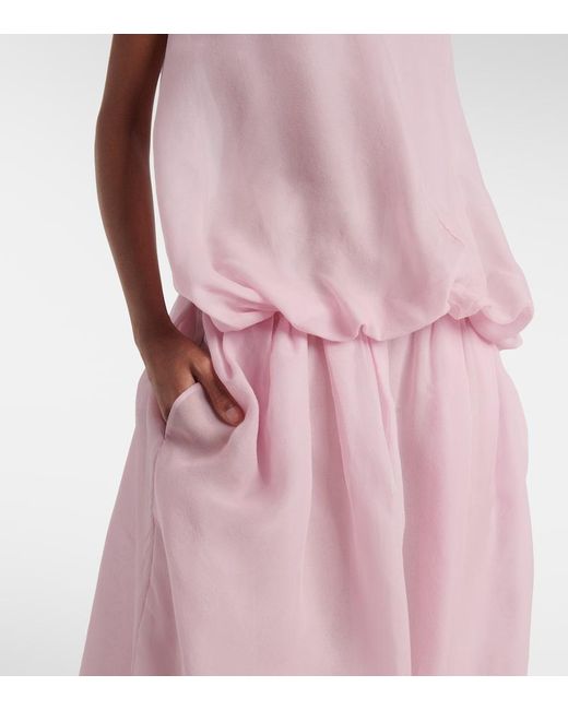 Khaite Pink Noah Silk Organza Midi Dress