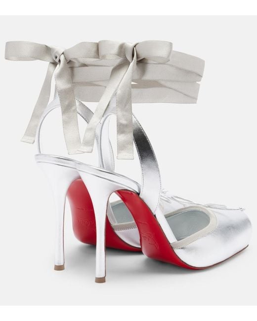 Christian Louboutin White Cassia Metallic Leather Pumps