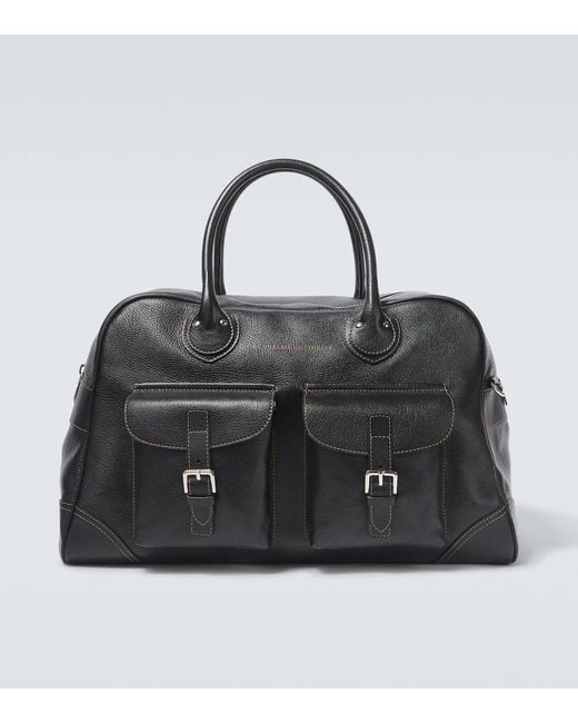 Brunello Cucinelli Black Leather Duffel Bag for men