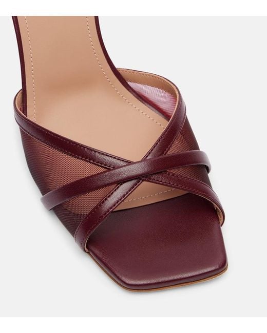 Malone Souliers Pink Perla 70 Leather And Mesh Mules