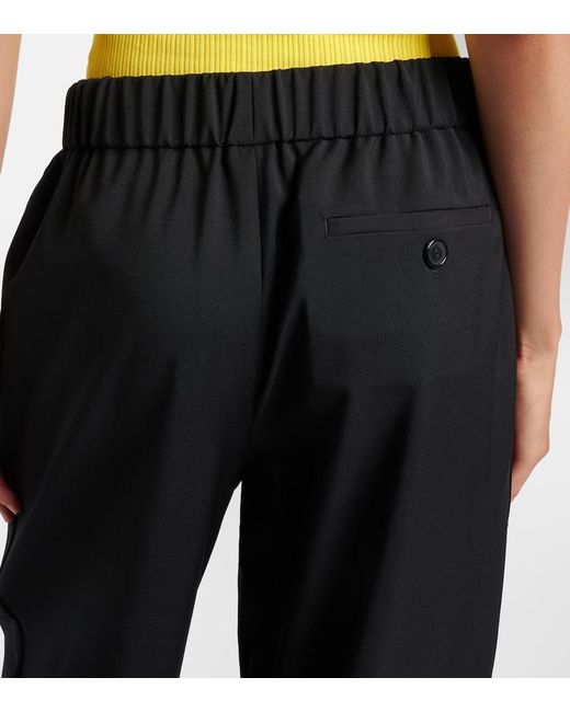 Loewe Black Logo Wool Mid-Rise Straight Pants