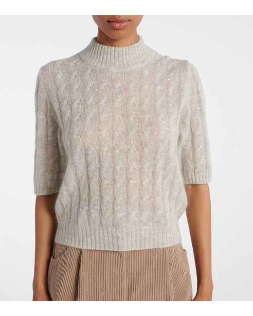 Pull A Sequins Brunello Cucinelli en coloris Gray