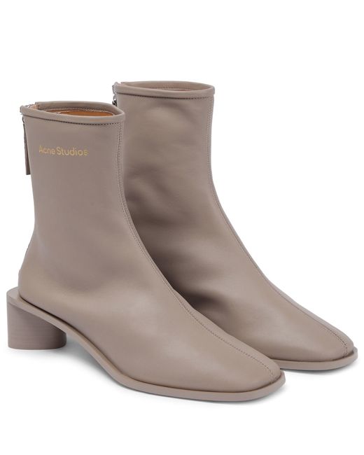 Acne Studios Logo Leather Ankle Boots in Brown Lyst