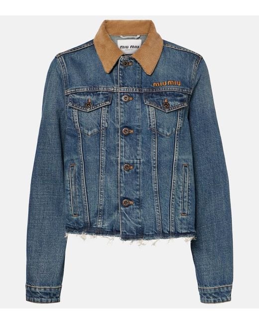 Miu Miu Blue Jeansjacke Mit Cord