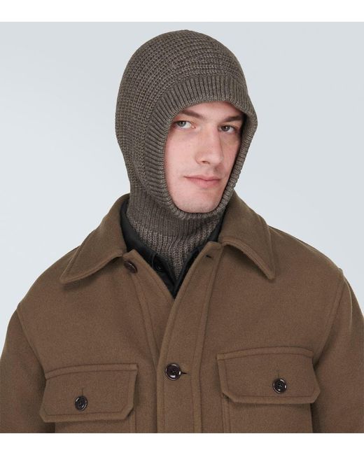 Lemaire Green Ribbed-Knit Hood for men