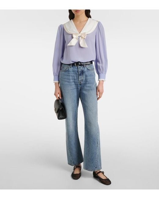 Rixo Blue Eimer Silk Top