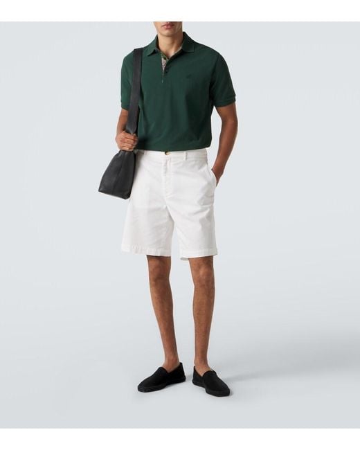 Etro Green Pegaso Cotton Pique Polo Shirt for men