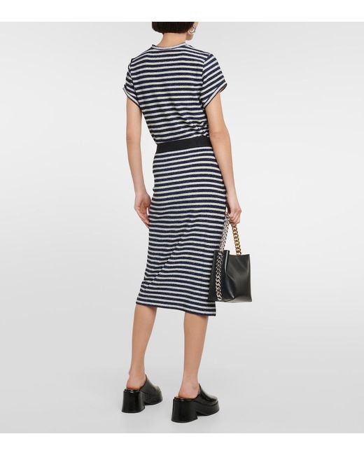 Dorothee Schumacher Black Endless Shimmer Striped Jersey Midi Skirt