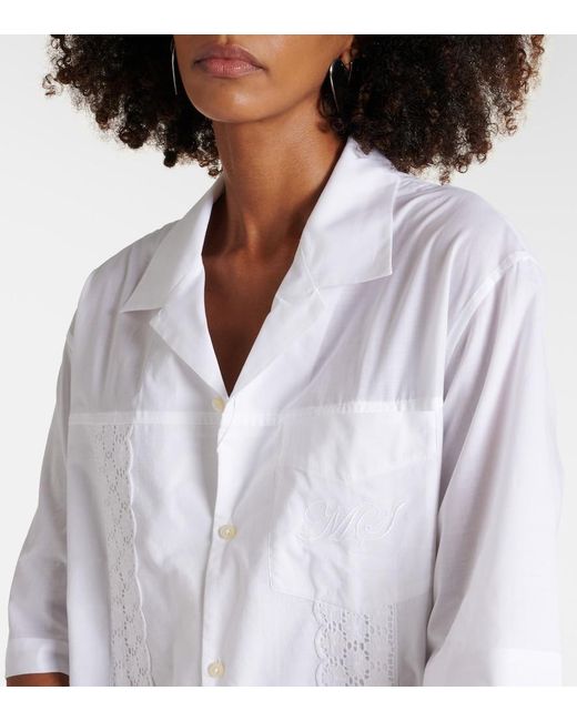 MARINE SERRE White Regenerated Household Cotton Bowling Shirt