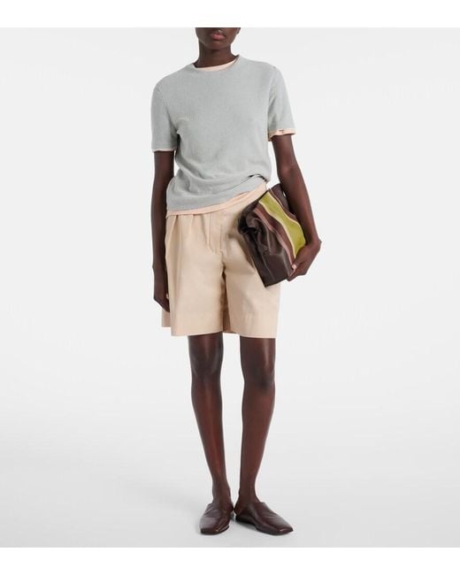 Loro Piana Gray Cannareggio Silk And Cotton Top