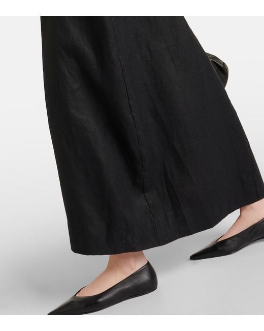Faithfull The Brand Black Soleil Linen Maxi Dress