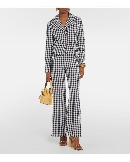 Etro White Gingham Flared Pants