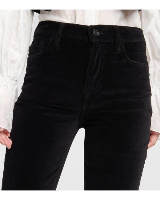 FRAME Black High-Rise-Schlaghose Le High Flare Velveteen Aus Samt