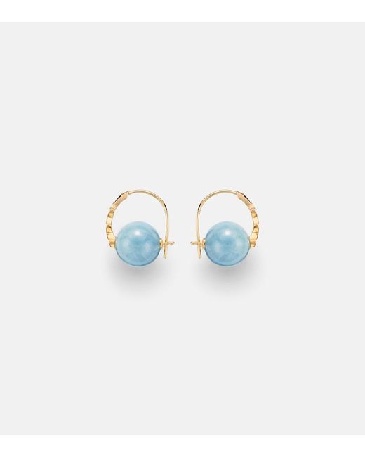 Sydney Evan Blue 14Kt Earrings With Diamonds And Aquamarines