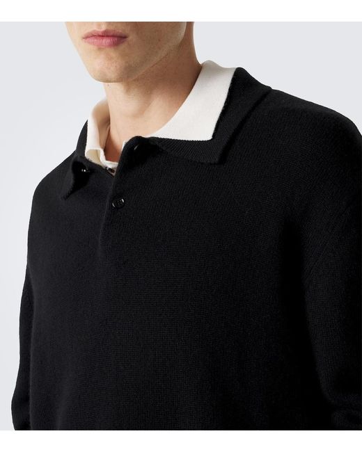 Lisa Yang Black Rufus Cashmere Polo Sweater for men
