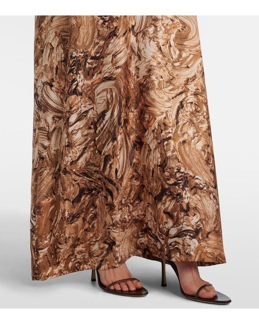 Max Mara Brown Maroso Embellished Silk Maxi Dress