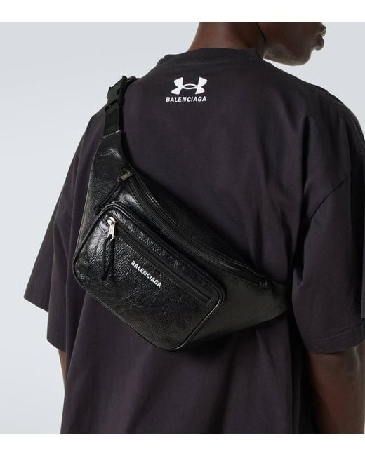 Rinonera Explorer De Piel Balenciaga de hombre de color Black
