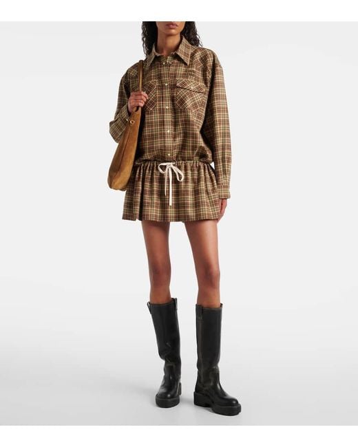 Miu Miu Multicolor Wool Plaid Mini Skirt