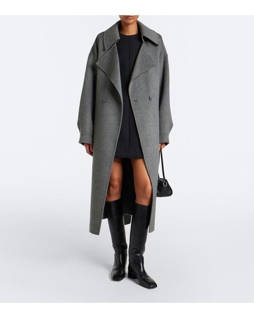 Frankie Shop Gray Issen Wool-Blend Wrap Coat