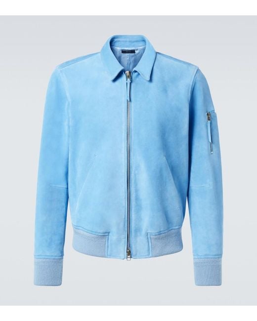 Tom Ford Blue Suede Blouson Jacket for men