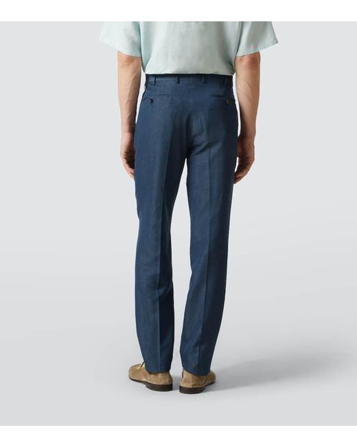 Zegna Blue Wool And Linen Suit for men