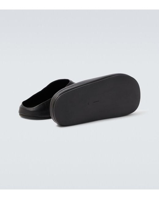 The Row Black Hudson Leather Mules for men
