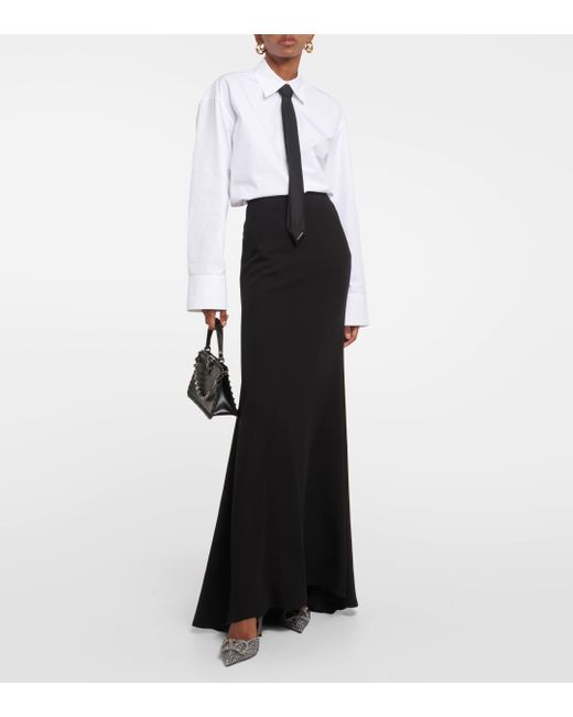 Valentino Black Cady Couture Long Skirt