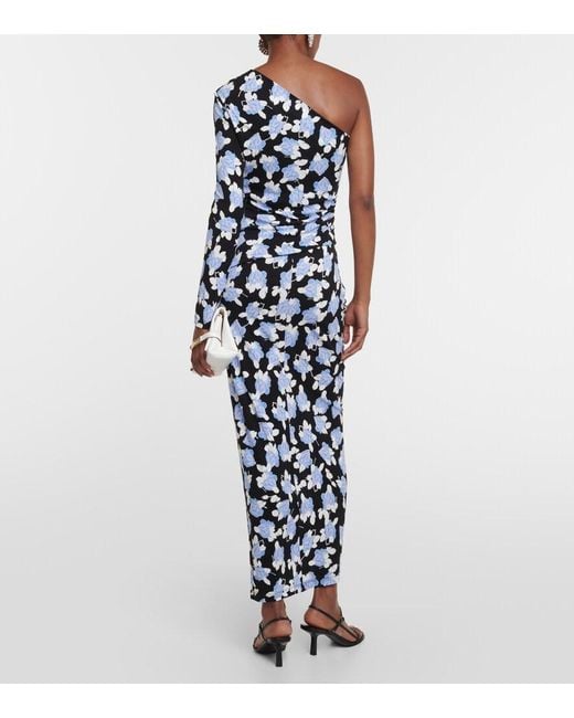 Diane von Furstenberg Blue Kitana One-Shoulder Maxi Dress