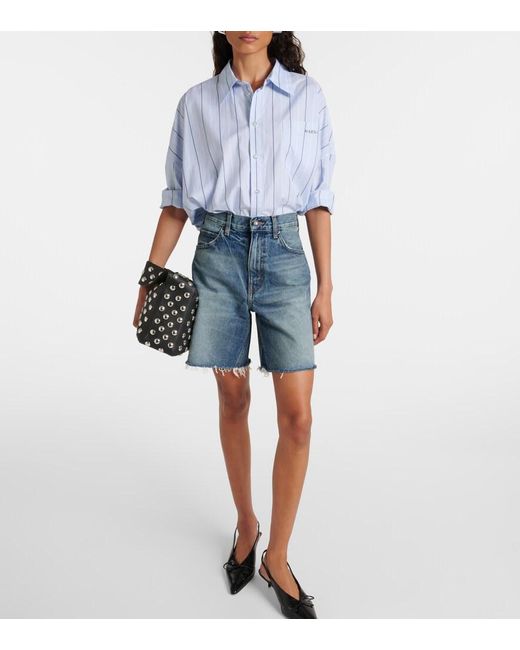 Nili Lotan Blue Russel Low-Rise Denim Shorts