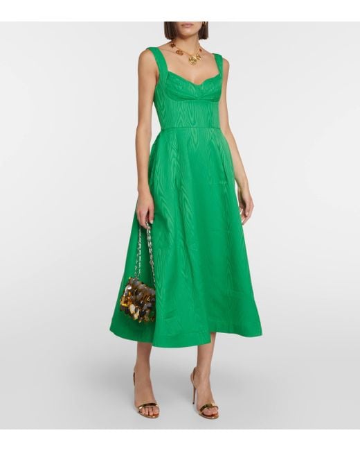 Rebecca Vallance Green Abigail Pleated Midi Dress