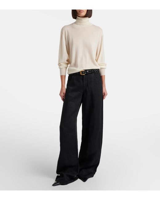 The Row Black Eglitta Linen Wide-Leg Jeans
