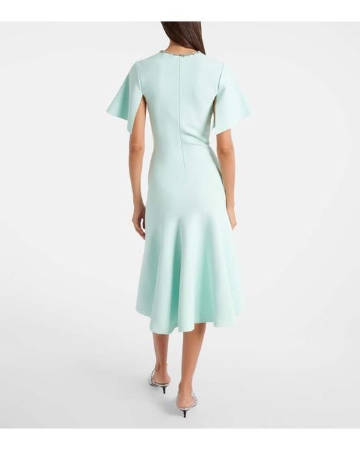 Alexander McQueen Blue Cocktailkleid Aus Crepe Mit Kristallen
