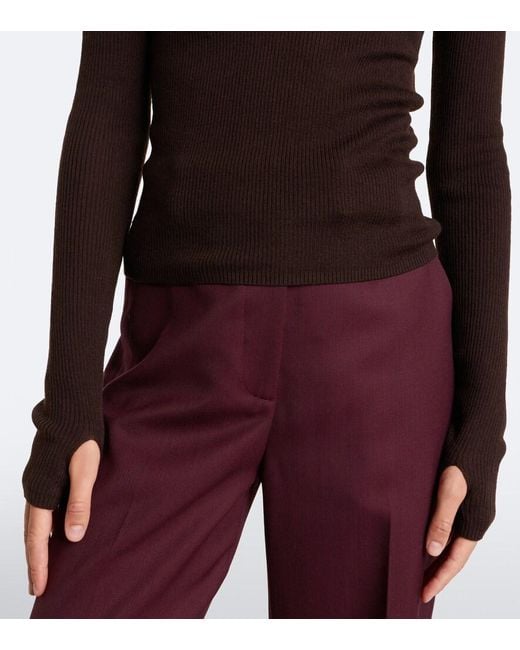 Frankie Shop Black Sade Ribbed-Knit Wool And Silk Half-Zip Sweater