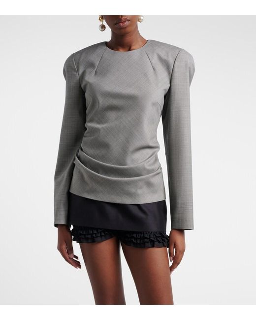 Magda Butrym Gray Draped Wool Blouse