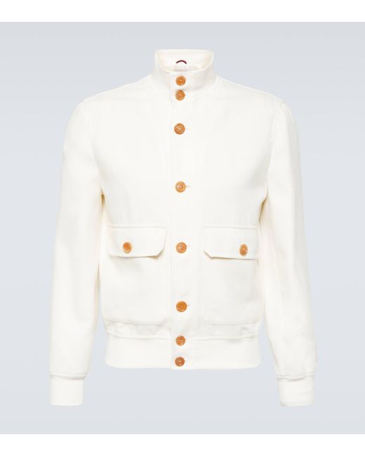 Brunello Cucinelli White Linen Wool And Silk Jacket for men