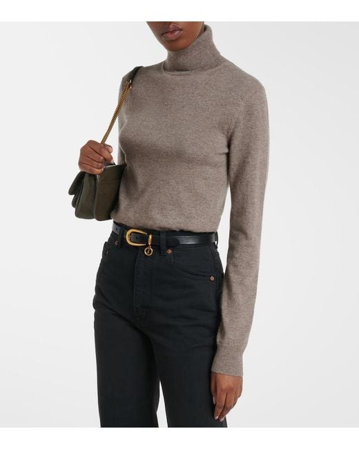 Saint Laurent Brown Cashmere Turtleneck Sweater