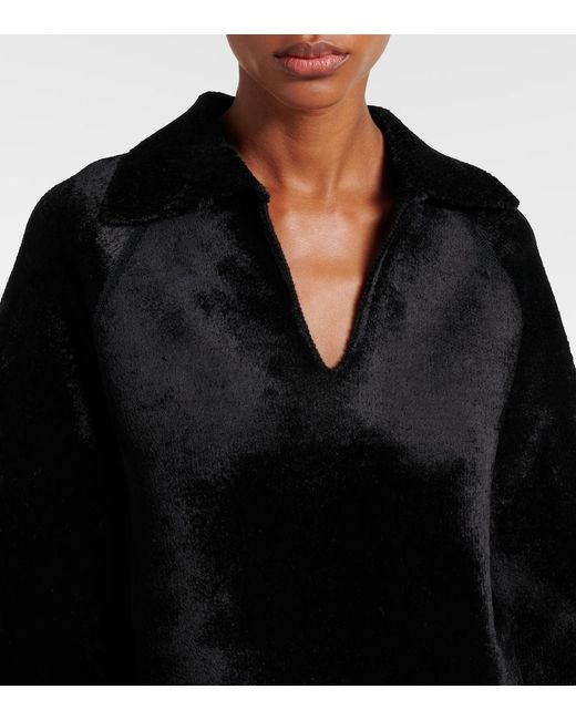 Alaïa Black Wool-Blend Polo Sweater