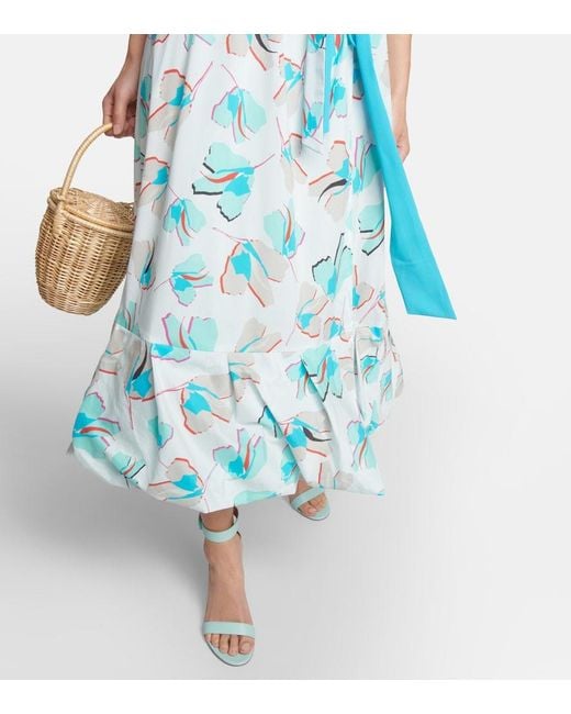 Diane von Furstenberg Blue Roxanna Printed Cotton-blend Poplin Midi Wrap Dress