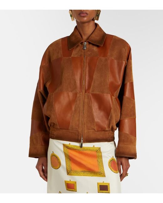 Versace Brown Leather And Suede Blouson Jacket
