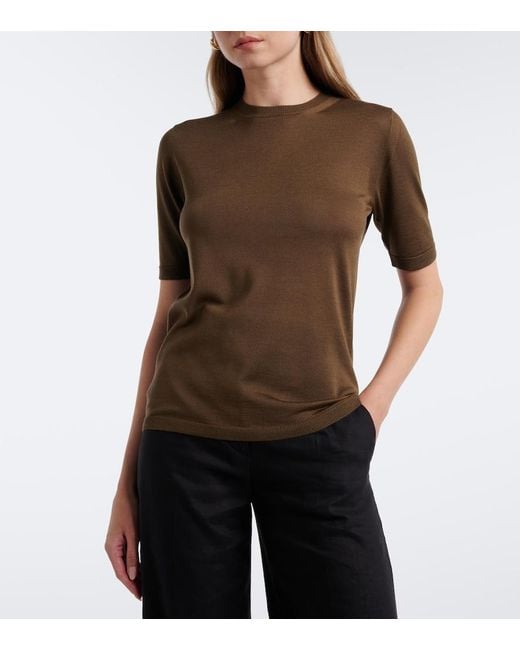 Max Mara Green Silk And Cashmere Top