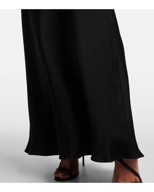 Max Mara Black Bird Satin Maxi Dress