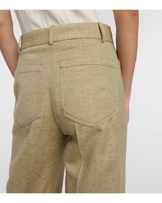 Pantalones flared de mezcla de lana Victoria Beckham de color Natural