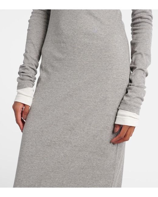 Jil Sander Gray Layered Cotton Jersey Maxi Dress