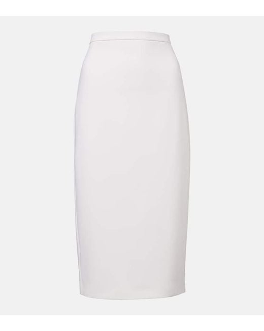 Max Mara White Otre Wool Midi Skirt