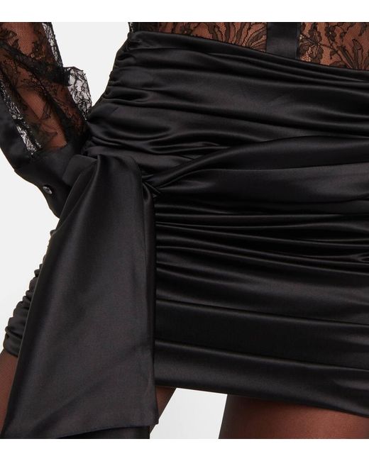 Minifalda de satén fruncida Dolce & Gabbana de color Black