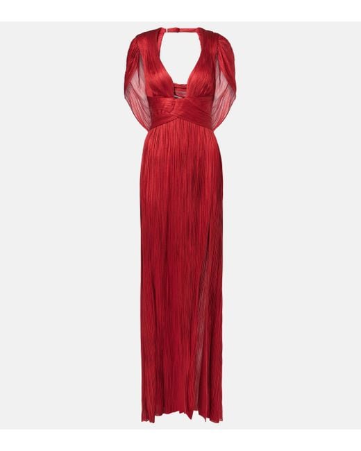 Maria Lucia Hohan Red Laurel Caped Silk Gown