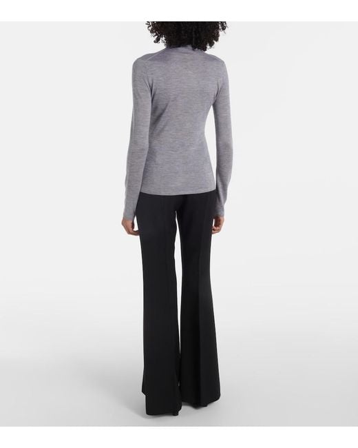 Gabriela Hearst Gray Costa Cashmere And Silk Turtleneck Top