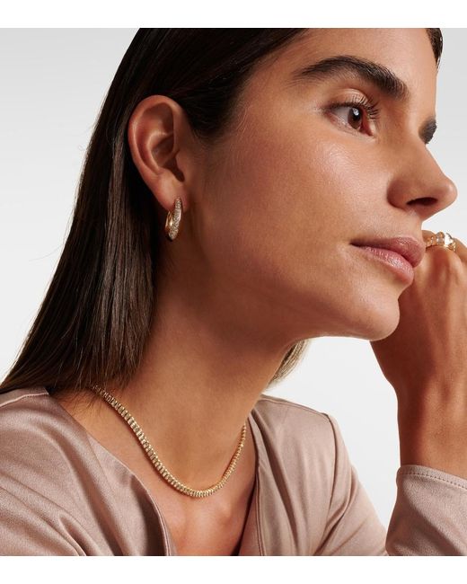 Anita Ko Metallic 18Kt Hoop Earrings With Diamonds