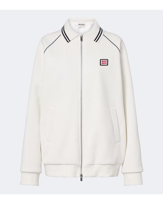 Miu Miu White Cotton Pique Blouson Jacket