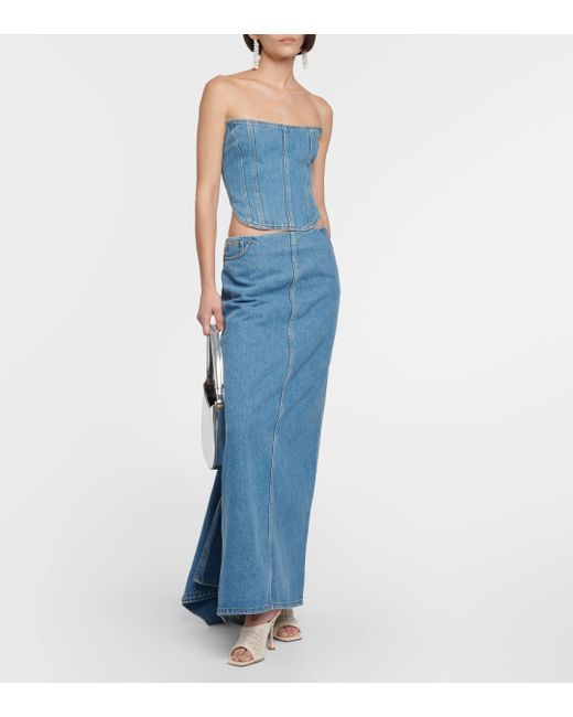 Magda Butrym Blue Asymmetrical Denim Maxi Skirt